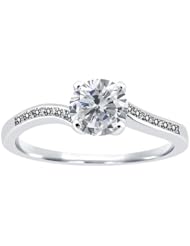 1.14 Ct Round H/I and White Diamond 925 Sterling Silver Ring