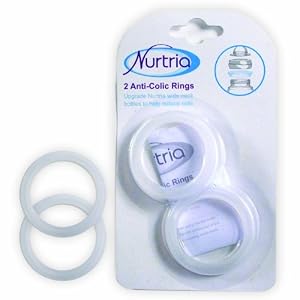 Nurtria BPA Free Anti-Colic Rings For Nurtria Baby Bottles, 2 Pack, White
