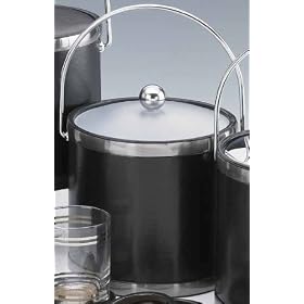 Kraftware 50265 Sophisticates Black with Brushed Pewter 3 Quart Ice Bucket with Bale... by Kraftware