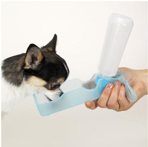Dog Water Bottle - Portable - Carrying Strap and Belt Clip Included - Handi Drink Blue Mini