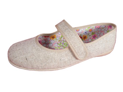 Andres Machado Women's RAW Linen Mary Jane Big Size Shoes