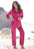 Roamans Plus Size V-Neck Velour Jogging Suit