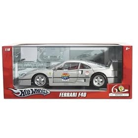 Click here to buy 1:18 Hot Wheels 60th Anniversary F40 (silver) by Mattel.