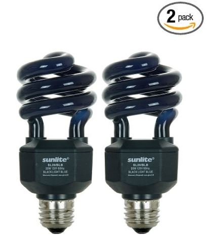 Sunlite SL220 BLB Spiral Energy Saving CFL Light Bulb Medium Base Blacklight, 20W, Blue (2 pack)