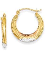MadiK®14K White & Rose Rhodium Textured Hinged Post Hoop Earrings