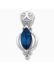 14K White Gold Marquise Cut Chatham Created Sapphire Pendant -- LIFETIME WARRANTY