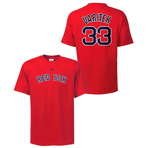 Boston Red Sox Jason Varitek Player Name & Number T-Shirt by Majestic Athletic - Red Medium