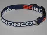 NFL Denver Broncos Football White Dog Collar X-Small 3/4"