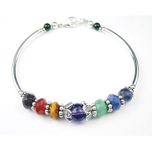 Chakra Bracelet: .925 Silver Garnet, Carnelian, Tiger Eye, Aventurine,... by