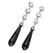 Sterling Silver Black Teardrop Dangle CZ Post title=