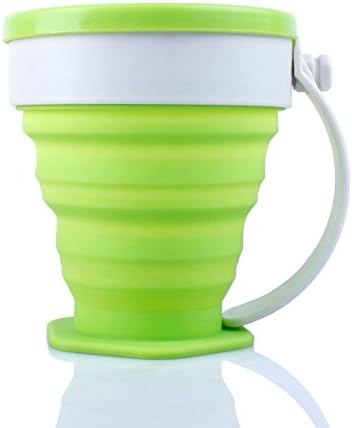 Goxi Collapsible Silicone Cup Silicone Travel Cup Portable Telesoopic Travel Camping Hiking Collapsible Folding Cup with Lid (Green)
