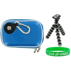 Hard Carrying Case (Candy Blue) and Premium Tripod for Creative Vado Pocket Video Camcorder Pink