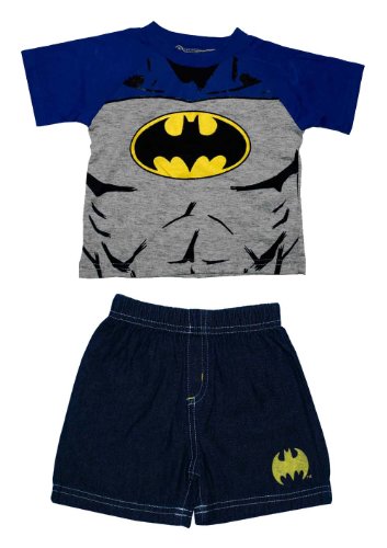  Batman DC Comics Superhero Logo Toddler Size T-Shirt And Pants 2pc Set Onesie Size: 0-3 Months