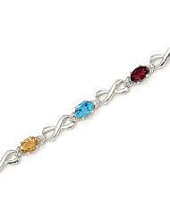 10kt Yellow Gold Oval Multi Color and Diamond Bracelet
