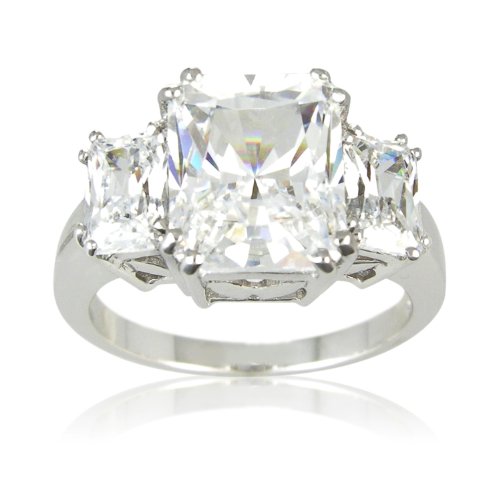 Sterling Silver Cubic Zirconia Ladies Ring, Size 7