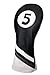 Golf Headcover Black and White Leather Style #5 Fairway Head Cover Fits Fairway Wood Clubs