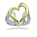 Contemporary 18K Yellow Gold Plated Ring With 3 Hearts In Sterling Silver (Available in Sizes 5-9)