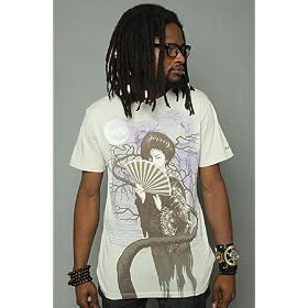 RVCA The Geisha Moon Tee in Silver Bleach,T-shirts for Men