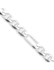 6.5mm, Sterling Silver, Figaro Anchor Chain, 7 inch