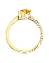 18K Yellow Gold 7.00x5.00mm Oval Cut Citrine and Diamond Ring -- LIFETIME WARRANTY