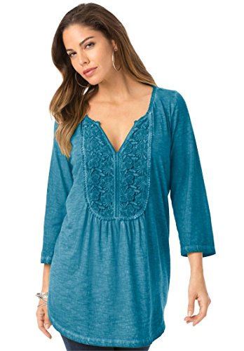Roamans Women's Plus Size Crochet Tunic