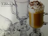 LIBBEY IRISH COFFEE MUG SET: Great for all Coffee Drinks: Cappuccino, Irish Coffee Etc. 8-1/2 oz. Glass Mugs. Set of 4. Made in the USA