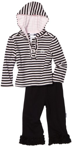 Vitamins Baby-Girls Infant 2-Piece Hooded Stripe Pant Set, Black, 12 Months Vitamins Baby-Girls Infant 2-Piece Hooded Stripe Pant Set, Black, 12 Months