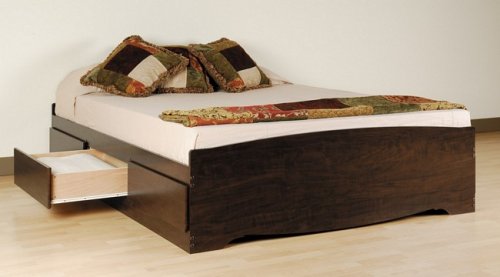 Cover image : Espresso Finish Queen Size Platform Captain Storage Bed