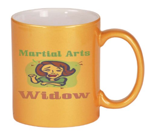 Martial Arts Widow Coffee Mug Metallic Gold 11 oz
