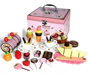 Cut Birthday Cake - Wild Strawberry Series Chocolate Cake - Mix Set Wooden Kitchen Toys Kitchen Accessories Play House Toys