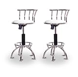2 White Vinyl Chrome Adjustable Barstools