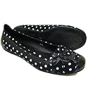 Womens Black Flat Polka Dot Comfort Ladies Pumps Shoes