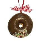 Coffee Break Glazed & Sprinkled Chocolate Doughnut Christmas Ornament 2.75
