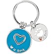 Heart U Back Sterling Silver Light Blue Companion Key Ring