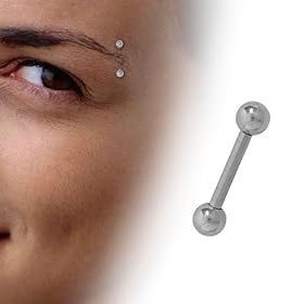 High Polish Titanium Straight Barbell Eyebrow Ring -16 Gauge - 5/16" Inch