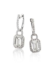 14k White Gold Diamond Earring with White Topaz with .28 Cttw of Diamonds (G-H Color, SI3-I1 Clarity)