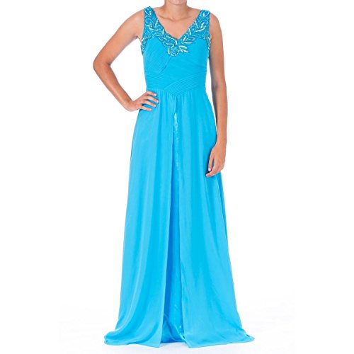 Sue Wong Womens Chiffon Prom Semi-Formal Dress Blue 6