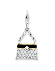 Sterling Silver Rhodium Gold-tone Flash GP Enameled Purse w/ lobster