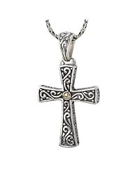 925 Silver Classic Celtic Cross Pendant with 18k Gold Accents
