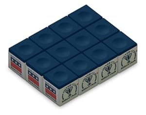 Silver Cup Billiard Chalk Box (12-Piece), Blue