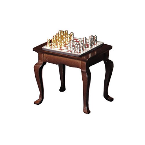 Dollhouse Miniature Chess Table and Set