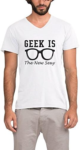 Mens Geek Is The New Sexy Funny Nerd Cotton V-Neck T-shirt