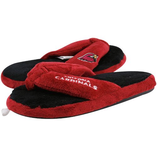 Arizona Cardinals Ladies Red-Black Plush Thong Slippers (X-Large)