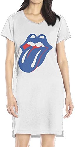 Women's Rolling Stone Blue &amp; Lonesome V-neck Short Sleeve Shirt Dress White S
