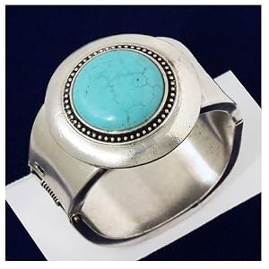 Metal Casting Turquoise Stone Cuff Bracelet Fashion Jewe