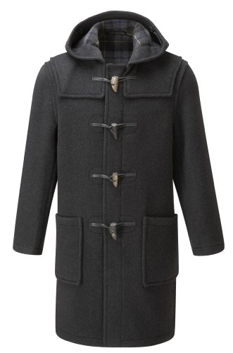 Mens Long Duffle Coats -- Charcoal-Black (44)
