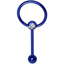 Blue Electro Titanium Door Knocker Barbell Tongue Ring