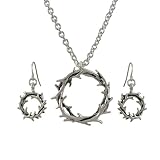 Silvertone Crown of Thorns Necklace and Earring Set