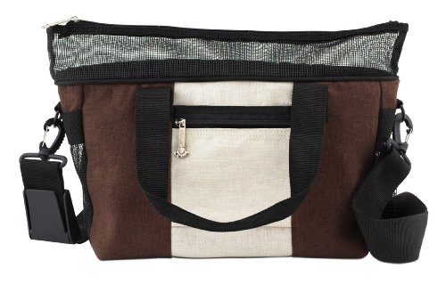 Doggles Dog Carrier Hemp Messenger Bag - Small - Off White Brown