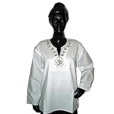 Womens White Tunics Om Yoga Top Kurtis Embroidered Design L